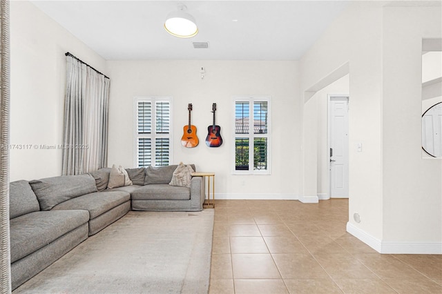 view of tiled living room