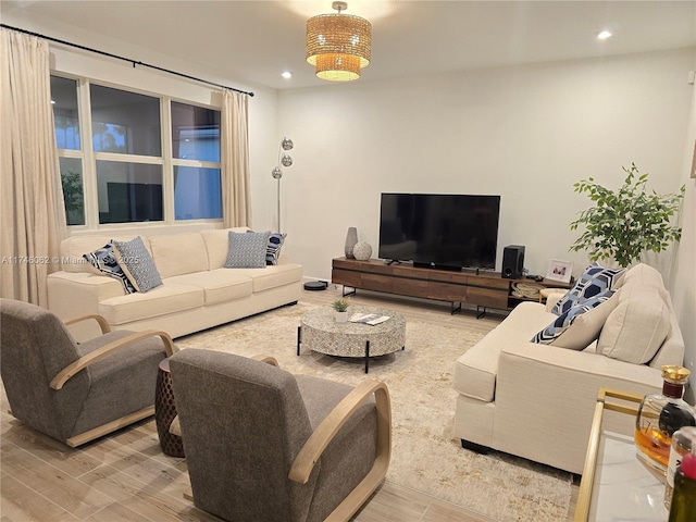 living room featuring light hardwood / wood-style flooring