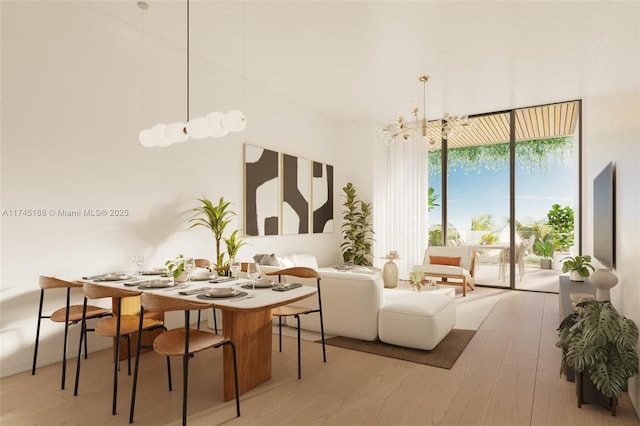 interior space with hardwood / wood-style flooring and a notable chandelier