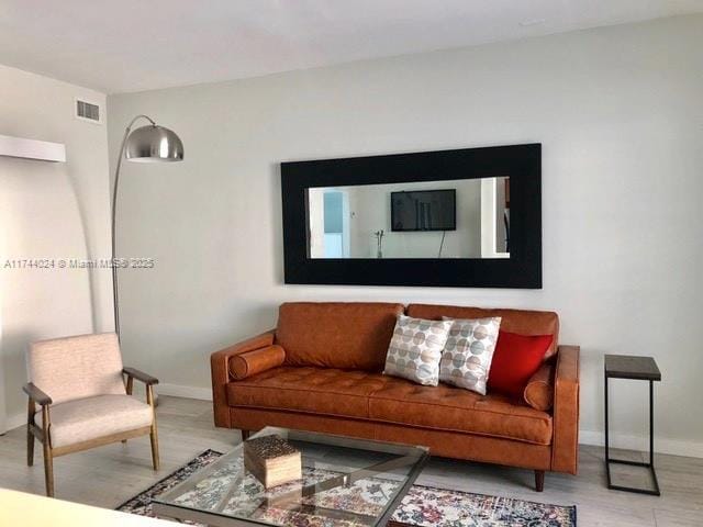 living room featuring light hardwood / wood-style flooring