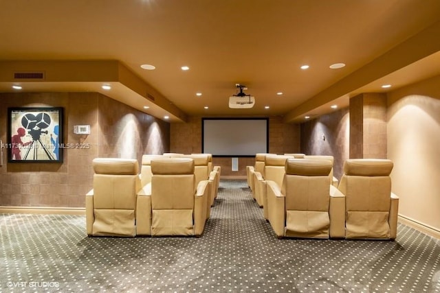 home theater room with carpet