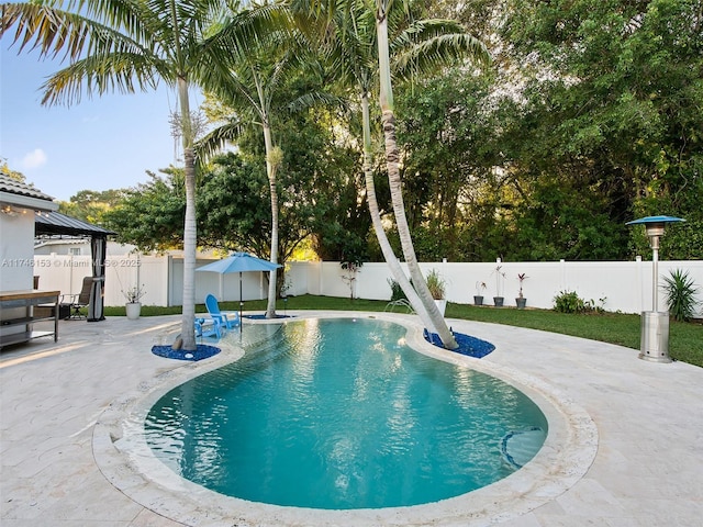 view of pool with a gazebo and a patio area