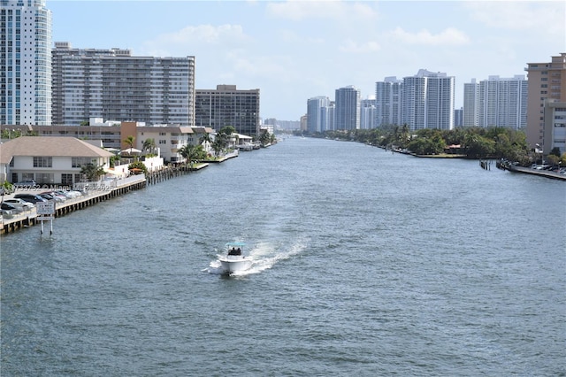 property view of water featuring a city view