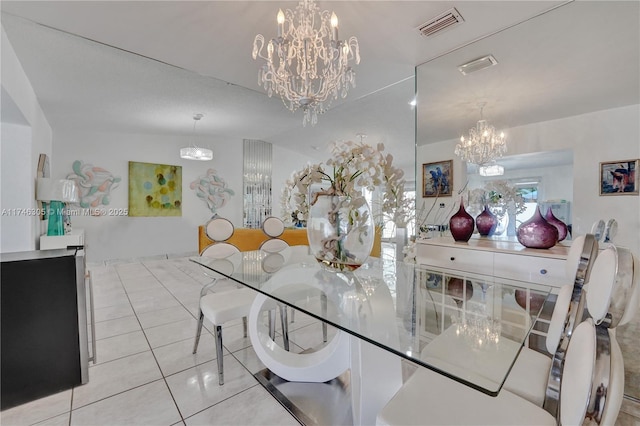 881 SW 137th Ct, Miami, FL 33184 - tiled dining area featuring visible vents and a notable chandelier