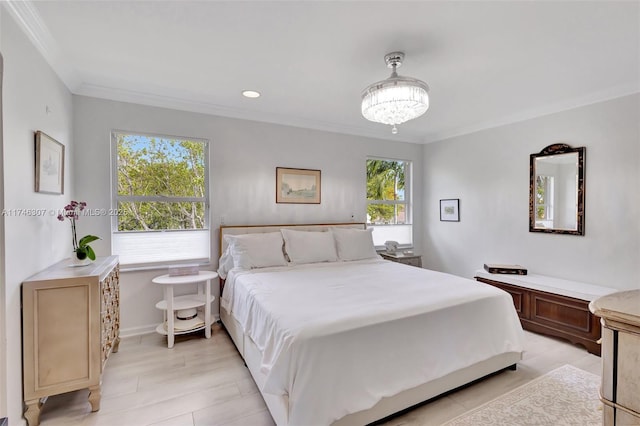 1826 Capeside Cir, Wellington, FL 33414 - bedroom featuring ornamental molding, a chandelier, baseboards, and recessed lighting