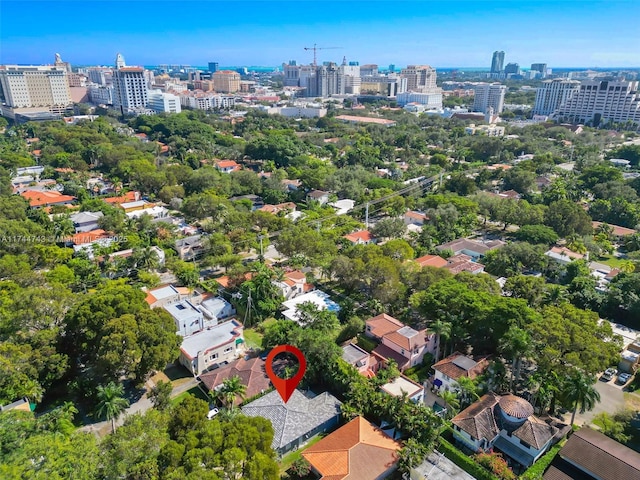 aerial view featuring a city view