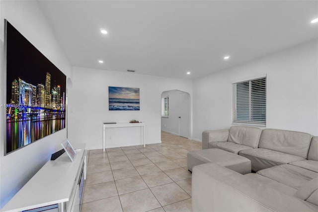 view of tiled living room