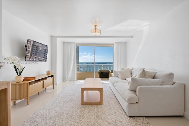 view of tiled living room