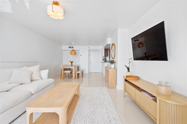 view of tiled living room