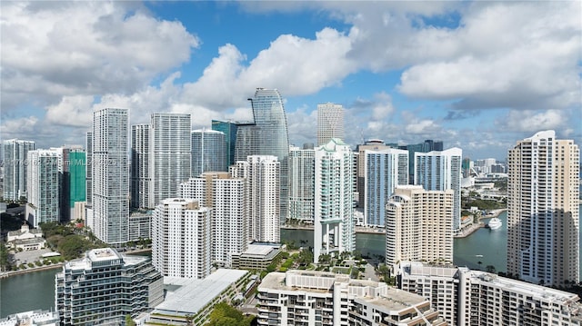 view of city with a water view