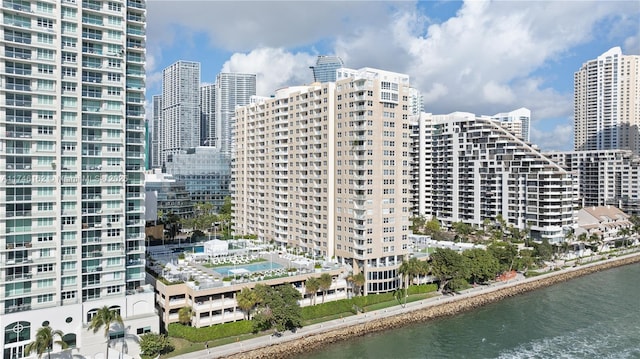 view of property with a water view