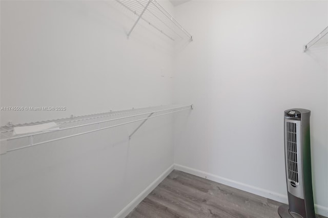 walk in closet featuring hardwood / wood-style floors