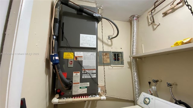 utility room with heating unit