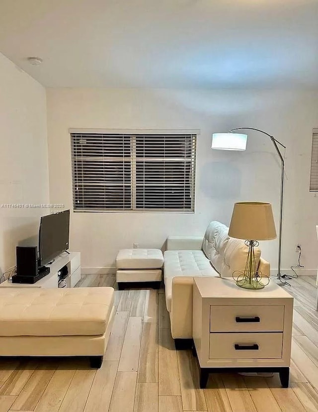 living area with light wood-type flooring