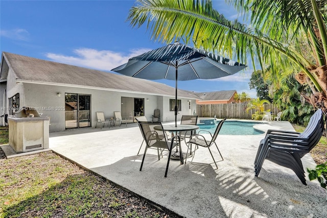 view of patio featuring a fenced in pool