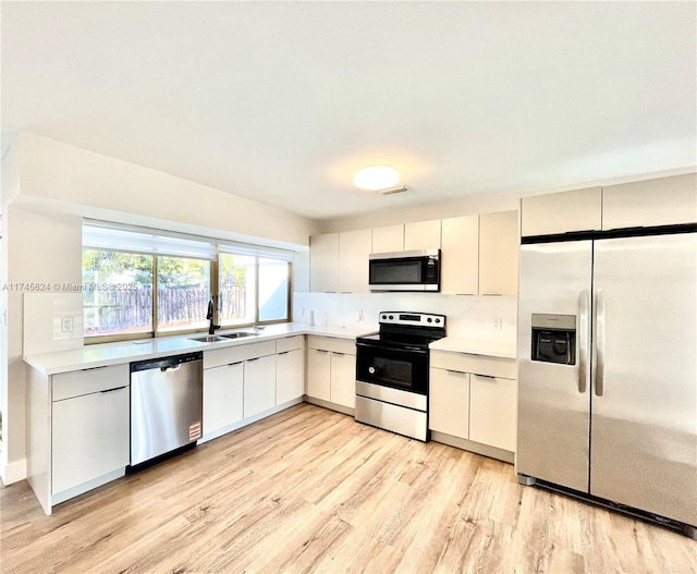 kitchen featuring white cabinetry, stainless steel appliances, and sink