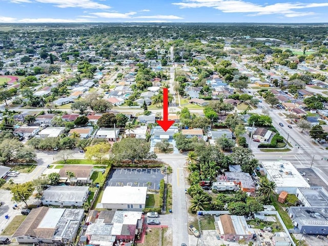 drone / aerial view with a residential view