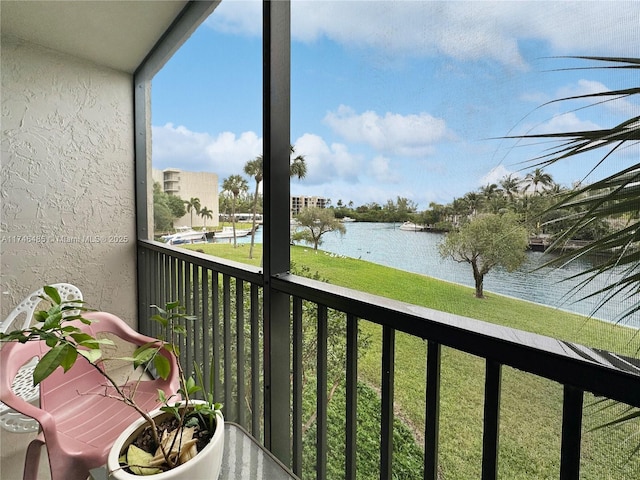 balcony with a water view