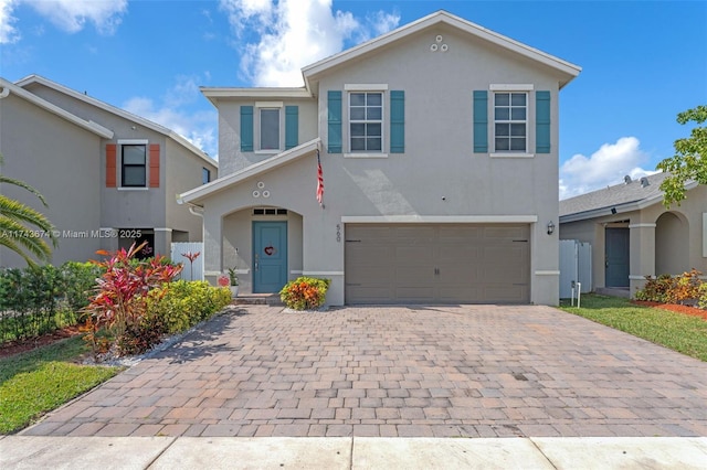 view of front of house with a garage