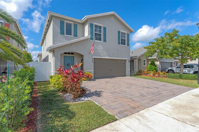 front facade with a garage