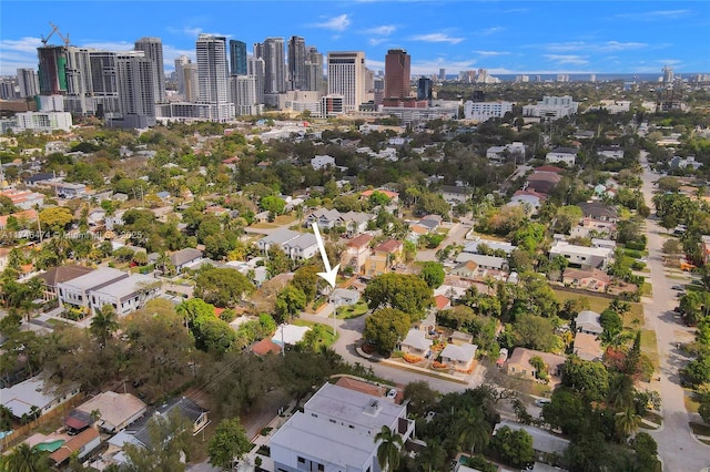 drone / aerial view with a city view