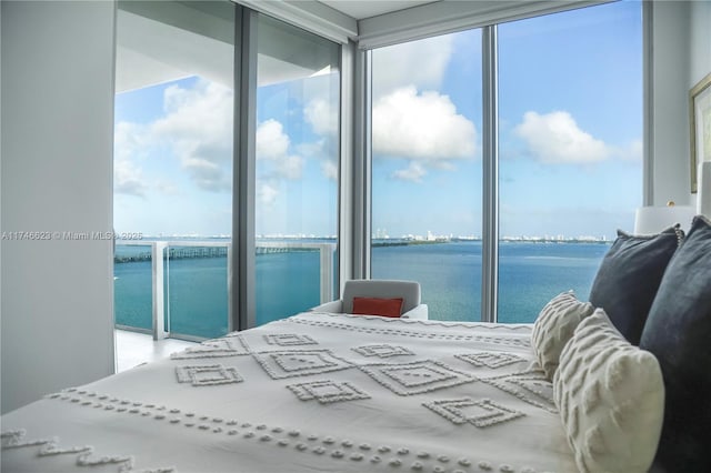 bedroom with a water view