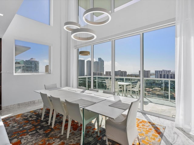 dining room featuring a high ceiling