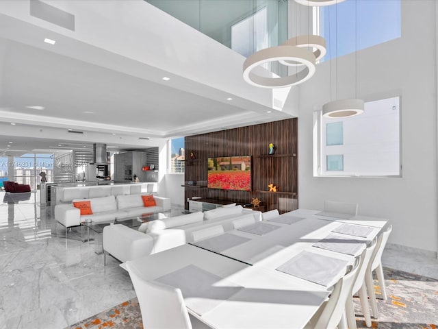 dining room featuring a tray ceiling