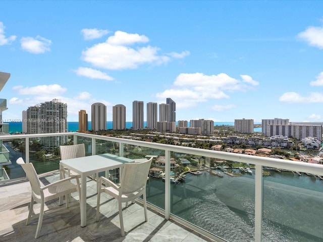 balcony with a water view