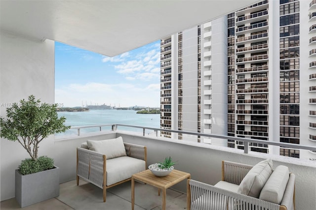 balcony with a water view