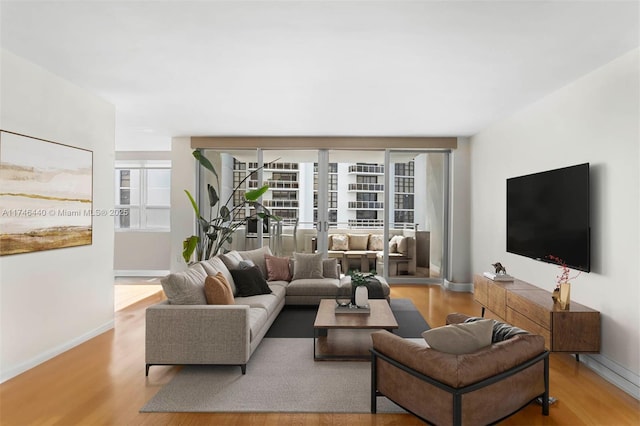 living room featuring light hardwood / wood-style floors