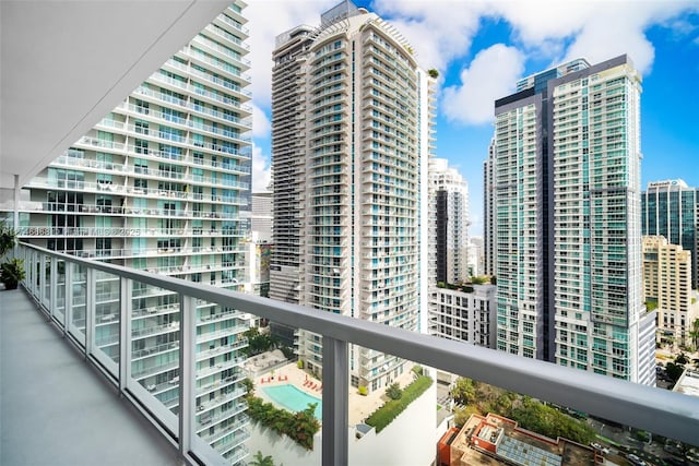 balcony featuring a view of city