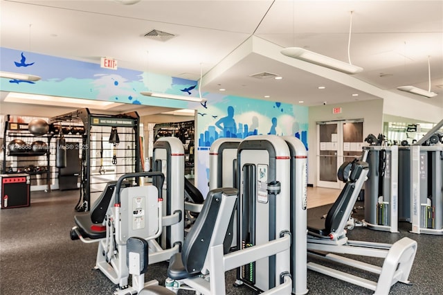 exercise room with visible vents