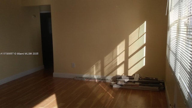 empty room with hardwood / wood-style floors