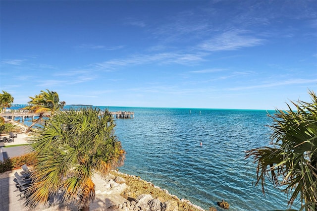 view of water feature featuring a beach view