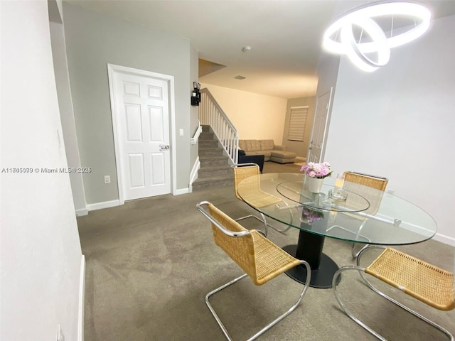 view of carpeted dining room