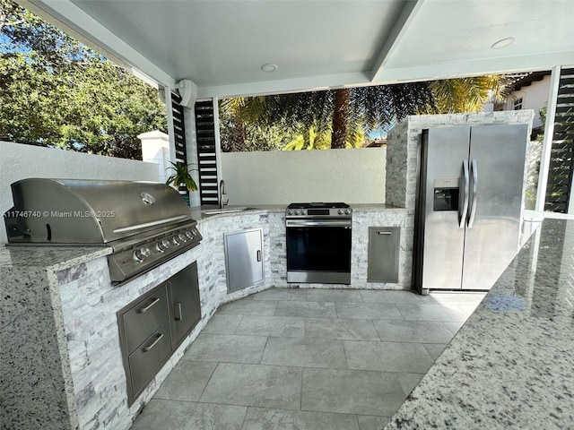 view of patio featuring area for grilling, sink, and an outdoor kitchen