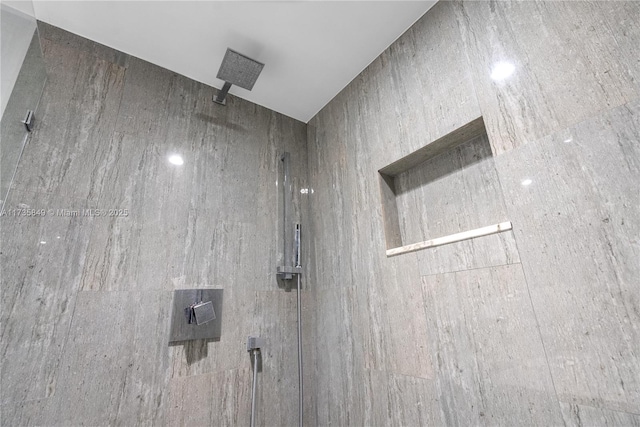 room details featuring a tile shower