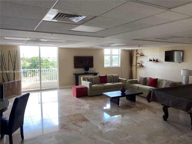117 NW 42nd Ave Unit 507, Miami, FL 33126 - living room featuring a drop ceiling and pool table