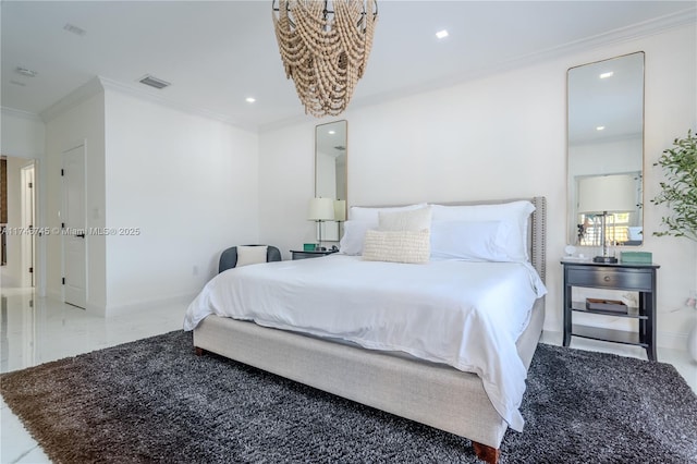 bedroom featuring crown molding