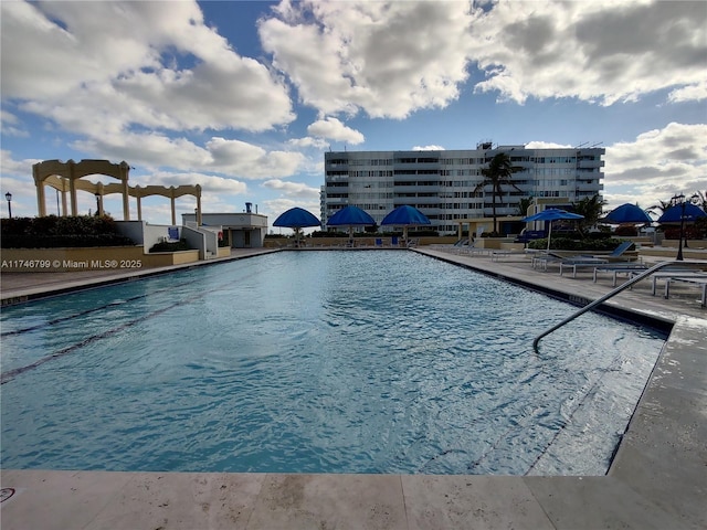 view of pool featuring a patio area