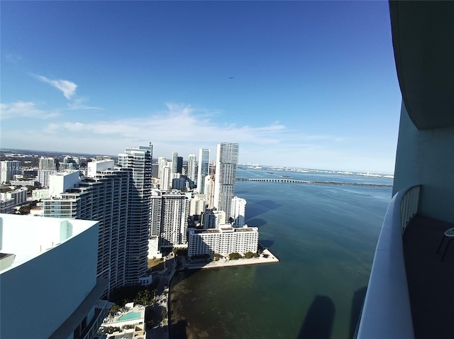 property view of water featuring a view of city