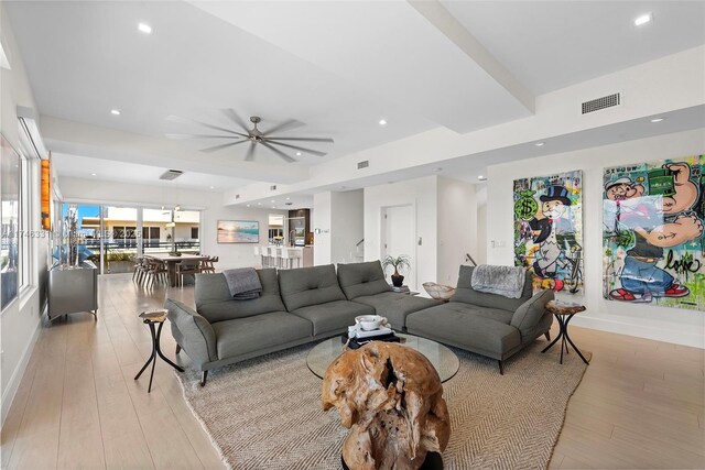350 Desoto St, Hollywood, FL 33019 - living room with ceiling fan and light wood-type flooring