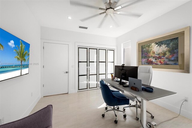 350 Desoto St, Hollywood, FL 33019 - home office with ceiling fan and a healthy amount of sunlight