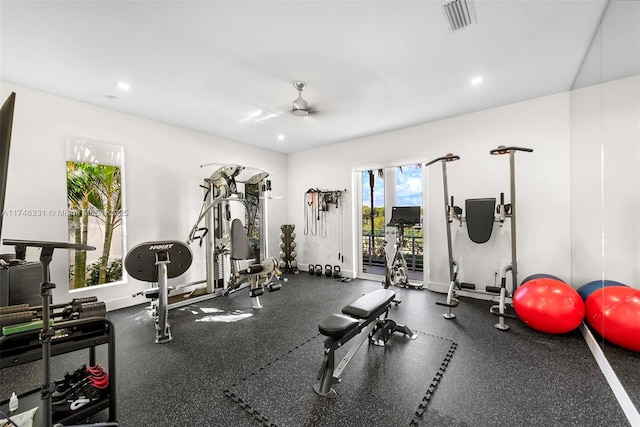 350 Desoto St, Hollywood, FL 33019 - workout area with ceiling fan