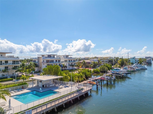 350 Desoto St, Hollywood, FL 33019 - exterior space with a water view, a community pool, and a patio
