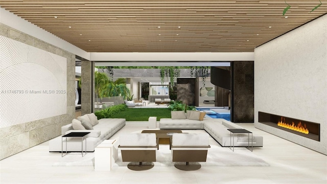 228302 W Dilido Dr, Miami Beach, FL 33139 - view of patio with an outdoor living space with a fireplace