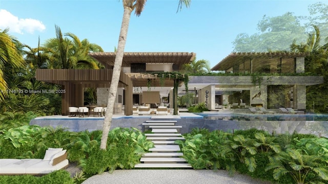 228302 W Dilido Dr, Miami Beach, FL 33139 - back of property featuring a patio area, an outdoor pool, and a pergola