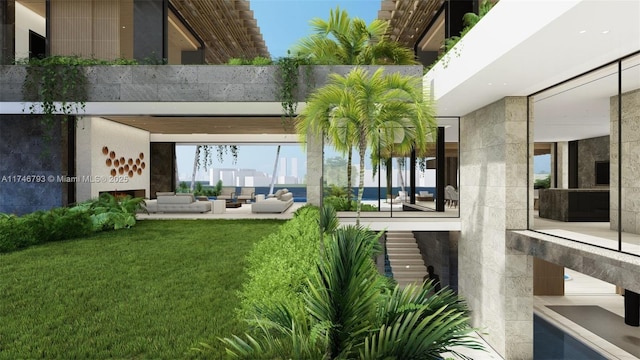 228302 W Dilido Dr, Miami Beach, FL 33139 - view of grassy yard with outdoor lounge area