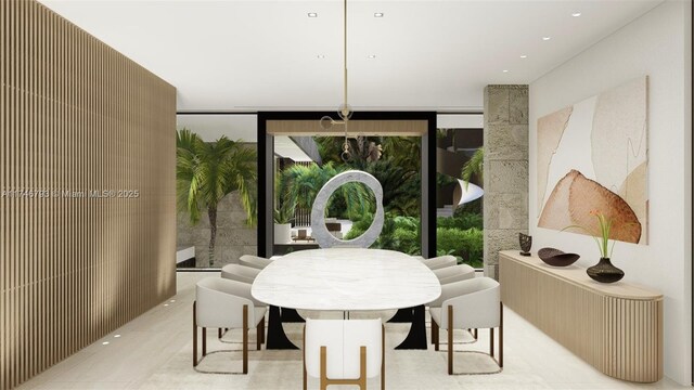 228302 W Dilido Dr, Miami Beach, FL 33139 - tiled dining space with a wall of windows